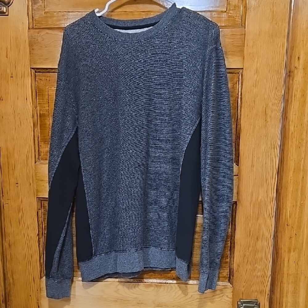 RVCA Men's Charcoal and Black Crewneck Sweater L